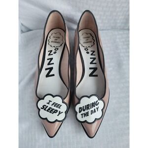 House of Avenues Pink Patent Sleepy Day Pointed Toe Scallop Flats 37M US 6.5